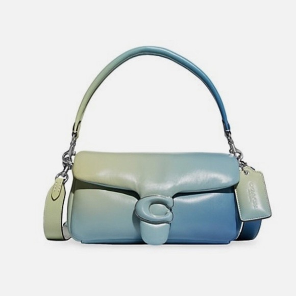 Coach Pillow Tabby 26 Aqua Multi Blue and Green - Picture 1 of 5